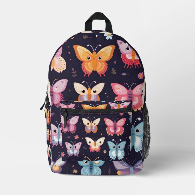Farbenfrohe Schmetterlingsmuster gedruckter Rucksa Bedruckter Rucksack (Vorderseite)