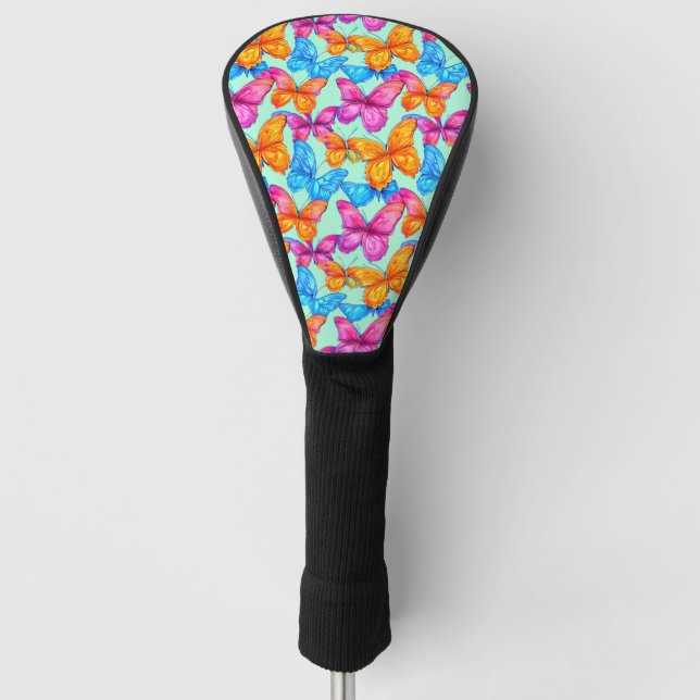 Farbenfrohe Schmetterlingsmuster Golf Headcover (Vorderseite)