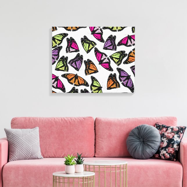 Farbenfrohe Schmetterlingsmuster Leinwanddruck (Insitu (Wohnzimmer))