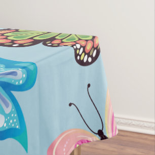 Farbenfrohe Schmetterlingsmuster Pastell Light Blu Tischdecke