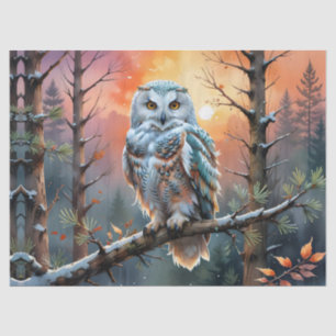 Farbenfrohe Schneeeule im Urwald Seidenpapier