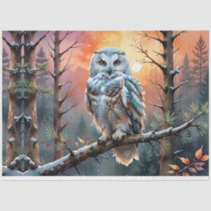 Farbenfrohe Schneeeule im Urwald Seidenpapier