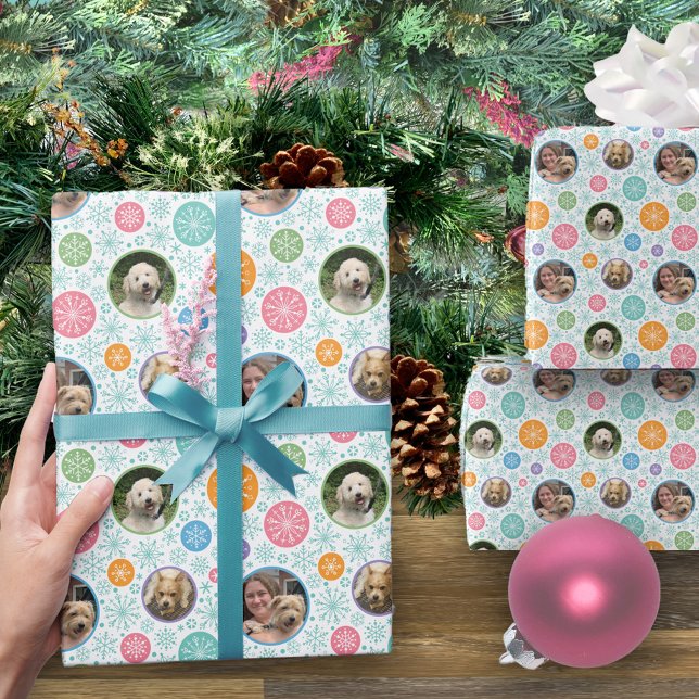 Farbenfrohe Schneeflocken 3 Foto Geschenkpapier (Von Creator hochgeladen)