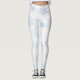Farbenfrohe Schneeflocken auf Weiß Leggings
