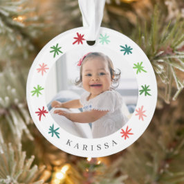 Farbenfrohe Schneeflocken Das erste Weihnachtsfest Ornament