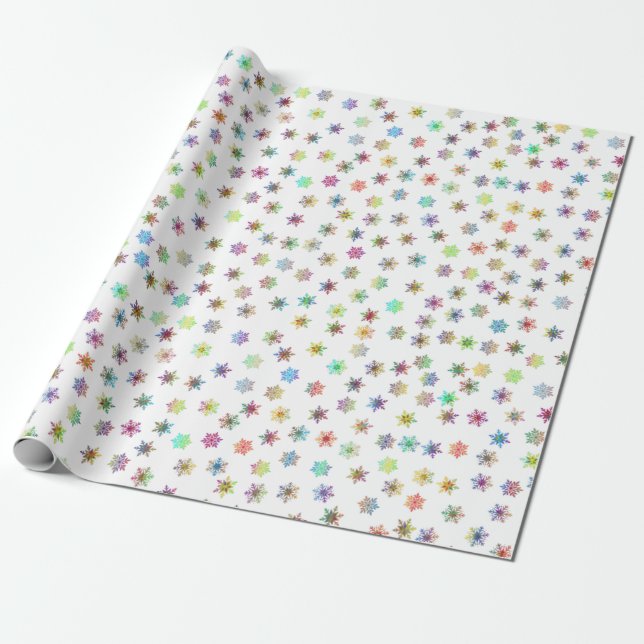 Farbenfrohe Schneeflocken Geschenkpapier (Ungerollt)
