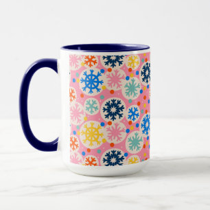 Farbenfrohe Schneeflocken im rosa Urlaubsmuster Tasse
