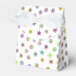 Farbenfrohe Schneeflocken mit Farbband Geschenkschachtel