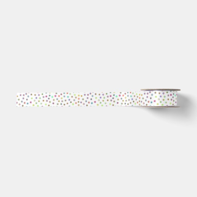 Farbenfrohe Schneeflocken Satinband (Vorderseite)