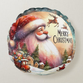 Farbenfrohe Schneemann & Ornamente Weihnachten Kis Rundes Kissen