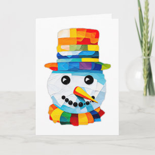 Farbenfrohe Schneemann-Tissue-Paper-Kunst Weihnach Karte
