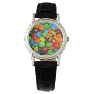 Farbenfrohe Schokolade Candy Ladys Leather Watch. Armbanduhr