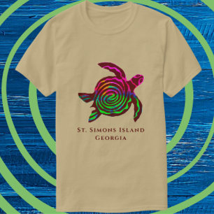 Farbenfrohe, schöne St. Simons Island GA Sea Turtl T-Shirt