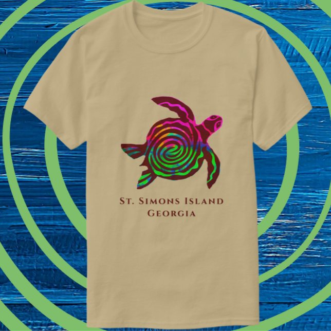 Farbenfrohe, schöne St. Simons Island GA Sea Turtl T-Shirt (Von Creator hochgeladen)