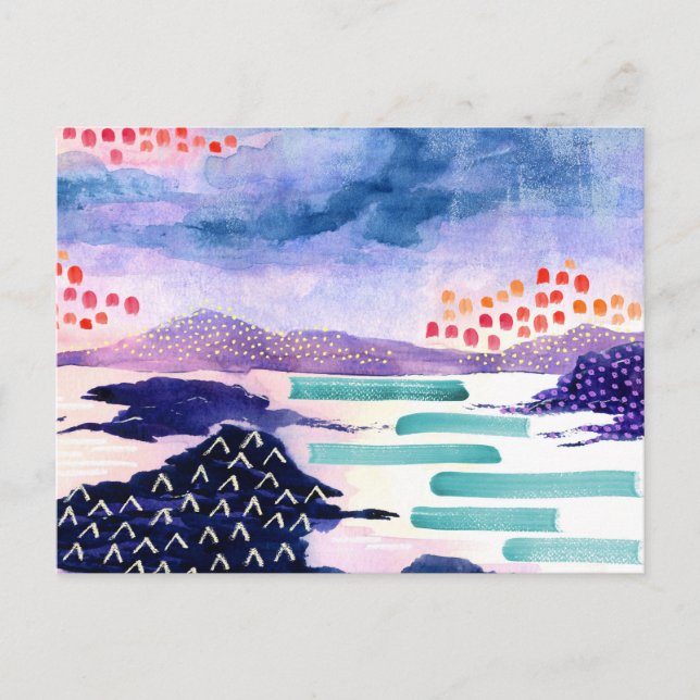 Farbenfrohe schottische Aquarellmalerei Postcard Postkarte (Vorderseite)