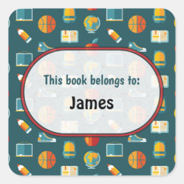 Farbenfrohe Schulspeisung Muster Personalisiert Sq Quadratischer Aufkleber