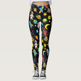 Farbenfrohe Schwarz im Weltraum Leggings