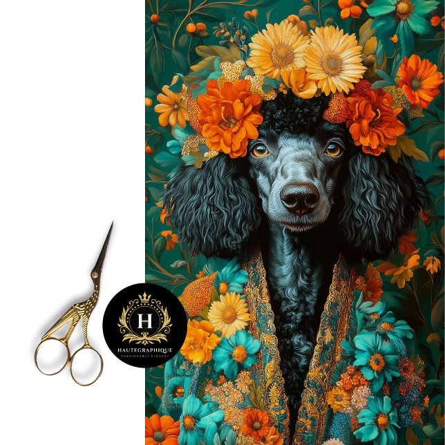 Farbenfrohe Schwarz-Poodle-Portrait Seidenpapier (Von Creator hochgeladen)