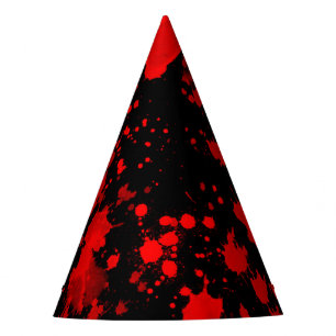 Farbenfrohe Schwarz Rot Paint Spritzer Künstleris Partyhütchen