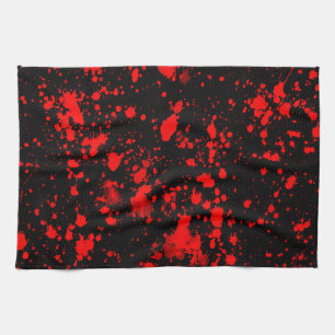 Farbenfrohe Schwarz Rot Paint Spritzer Künstlerisc Geschirrtuch