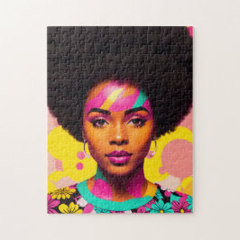 Farbenfrohe Schwarze Frau Afro Pop Kunst