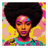 Farbenfrohe Schwarze Frau Afro Pop Kunst