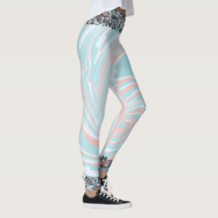 Farbenfrohe schwarze Marmorplatte Leggings