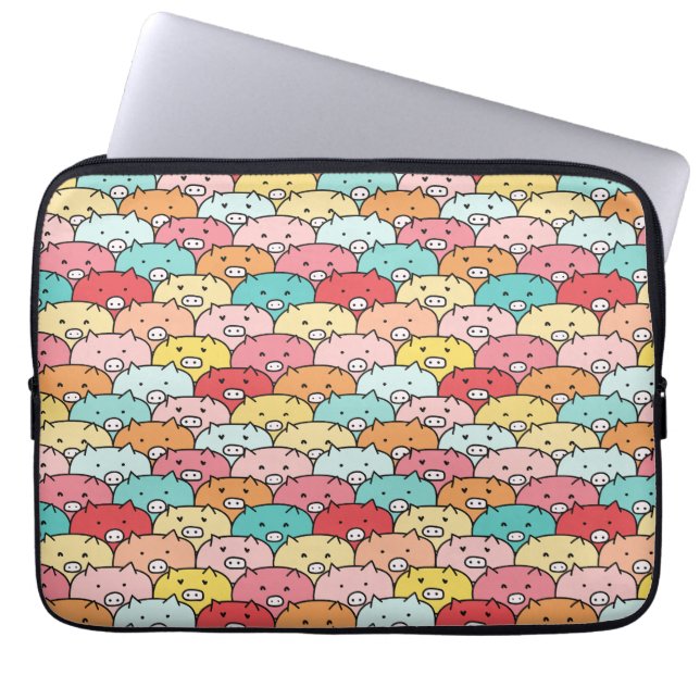 Farbenfrohe Schweine Funny und Niedliches Muster Laptopschutzhülle (Vorderseite)
