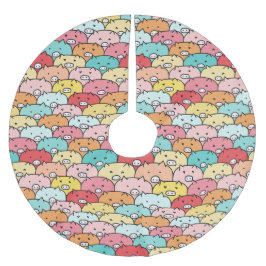 Farbenfrohe Schweine Funny und Niedliches Muster Polyester Weihnachtsbaumdecke