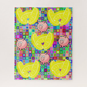 Farbenfrohe Schweine-Lemmas-Puzzles