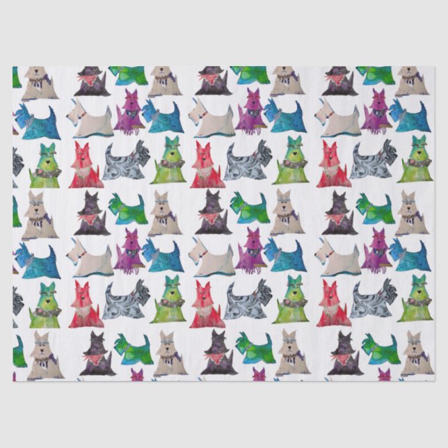Farbenfrohe Scotties Seidenpapier (Vorderseite)