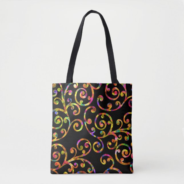 Farbenfrohe Scrolly Pattern Tasche (Vorderseite)