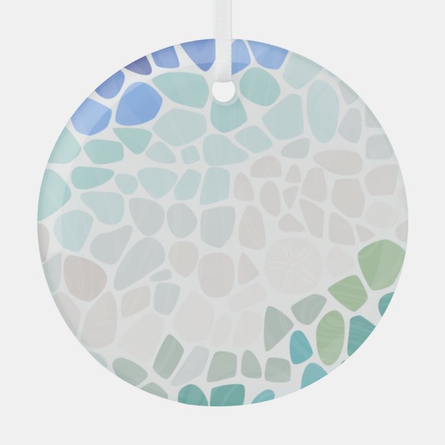 Farbenfrohe Sea Glass Circle Ornament Aus Glas (Vorderseite)