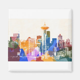 Farbenfrohe Seattle Skyline Magnet