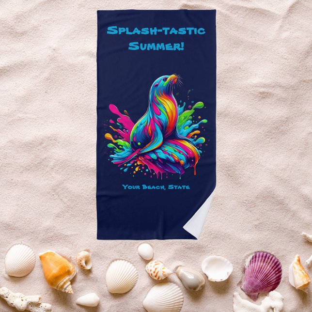Farbenfrohe Seelenspalte Strandtuch (Colorful Sea Lion-Fisherman Core-Dopamine Dressing-Beach Towel-Summer Towel)