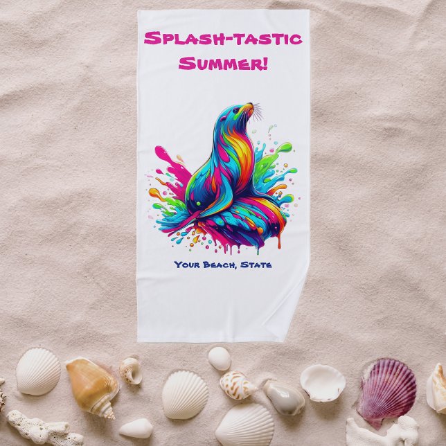 Farbenfrohe Seelenspalte Strandtuch (Colorful Sea Lion-Fisherman Core-Dopamine Dressing-Beach Towel-Summer Towel)