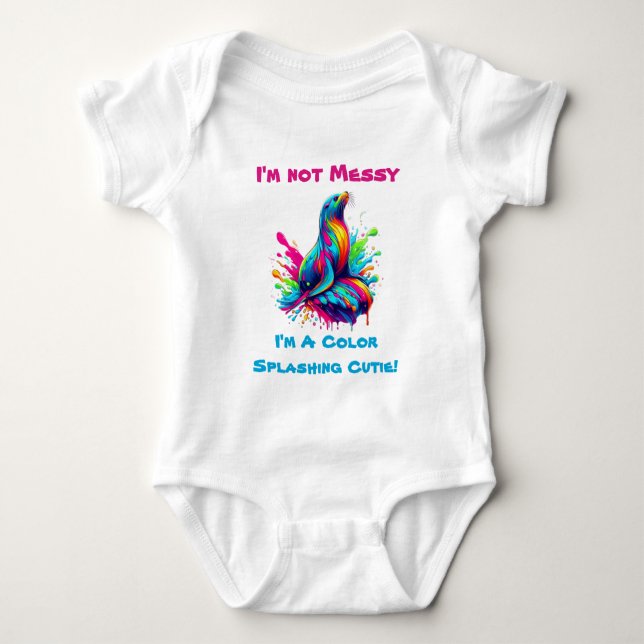 Farbenfrohe Seelöwe Baby Strampler (Vorderseite)