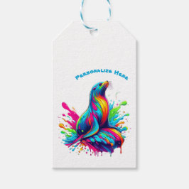 Farbenfrohe Seelöwe Geschenkanhänger