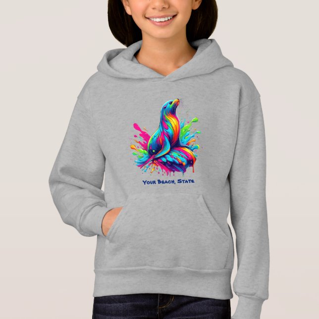 Farbenfrohe Seelöwe Hoodie (Vorderseite)
