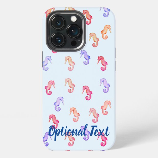 Farbenfrohe Seepferde Muster iPhone 13 Pro Hülle (Hinten)