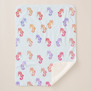 Farbenfrohe Seepferde Muster Sherpadecke