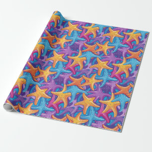 Farbenfrohe Seestars Geschenkpapier