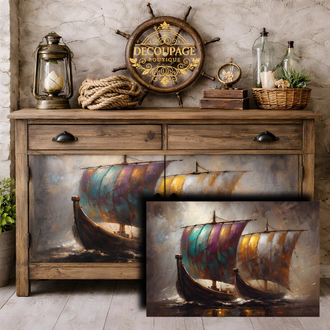 Farbenfrohe Segel Decoupage Seidenpapier (Colorful Viking Sails Decoupage Tissue Paper)