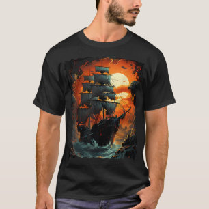 Farbenfrohe Segel-Segel-Sturmschiff T-Shirt