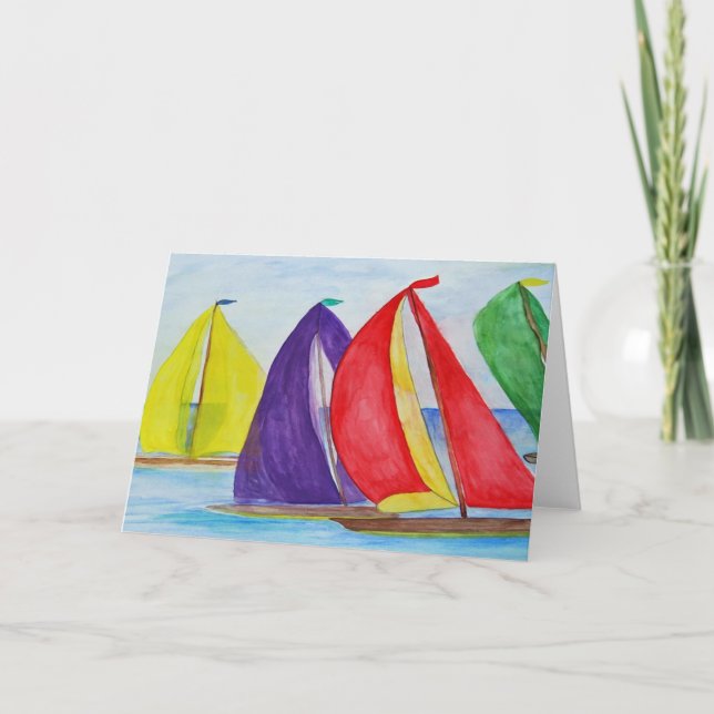 Farbenfrohe Segel Segelschiff nautische Grußkarte Karte (Vorderseite)