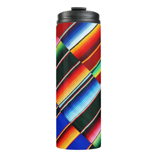 Farbenfrohe Seifenstreifen Thermosbecher (Vorderseite)