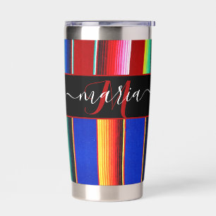 farbenfrohe Serape-Streifen personalisiert Thermobecher