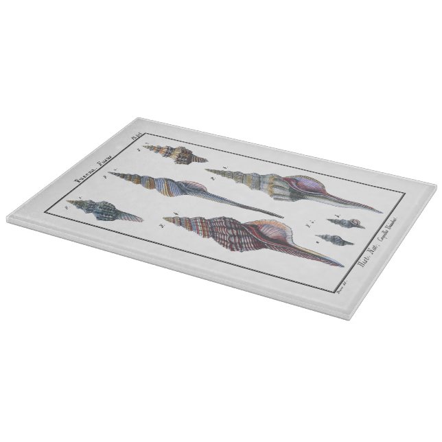 Farbenfrohe Seven Seashells Schneidebrett (Ecke)