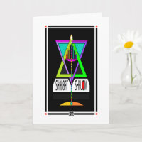 Farbenfrohe Shabbat Shalom Menorah in Magen David
