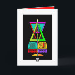 Farbenfrohe Shabbat Shalom Menorah in Magen David Karte<br><div class="desc">Shabbat Shalom auf Englisch und Hebräisch zu erklären ist diese sehr farbenfrohe Menorah in einem mehrfarbigen Magen David. Das Innere ist für Ihr Schreibgenuss begrenzt und koordiniert. ~ Karyn</div>